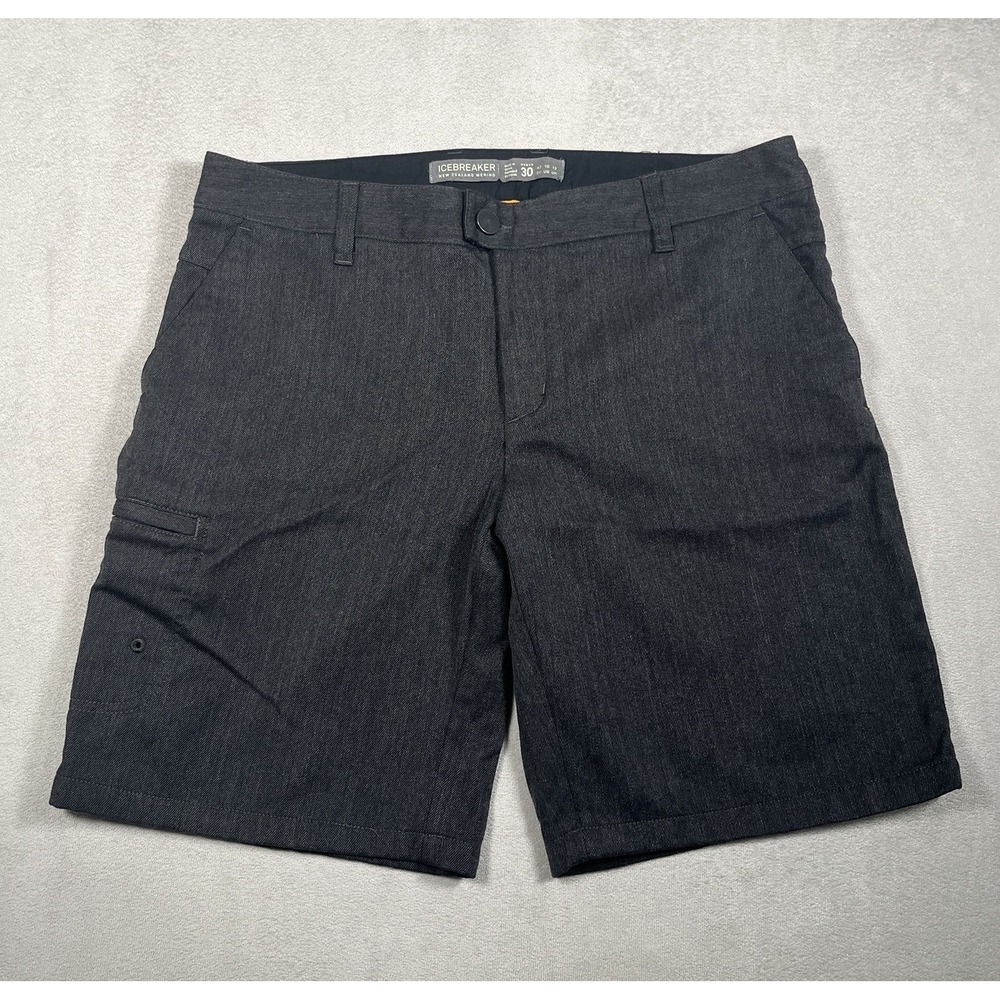 Icebreaker Womens Merino Wool Cotton Blend Shorts Size 30 Gray Hiking Chino